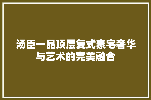 汤臣一品顶层复式豪宅奢华与艺术的完美融合