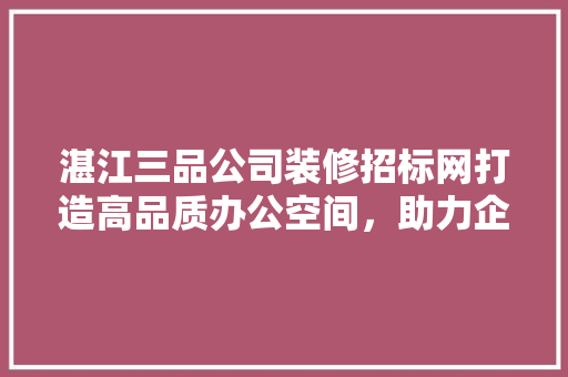 湛江三品公司装修招标网打造高品质办公空间，助力企业发展新篇章