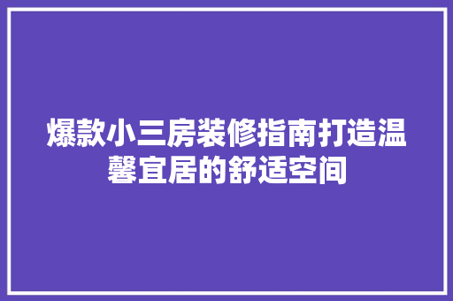 爆款小三房装修指南打造温馨宜居的舒适空间