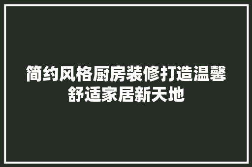 简约风格厨房装修打造温馨舒适家居新天地