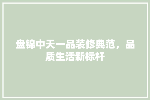盘锦中天一品装修典范，品质生活新标杆