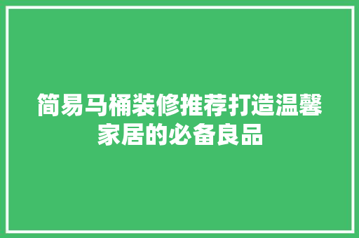 简易马桶装修推荐打造温馨家居的必备良品 玻璃门