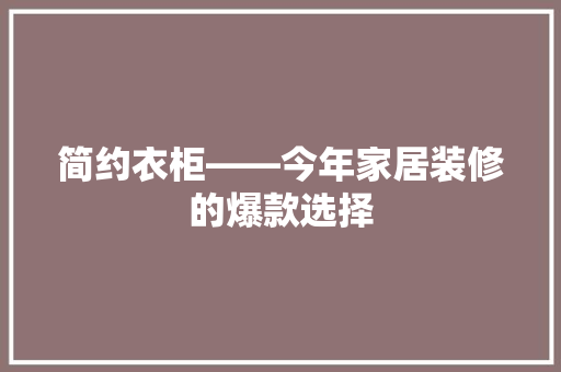 简约衣柜——今年家居装修的爆款选择