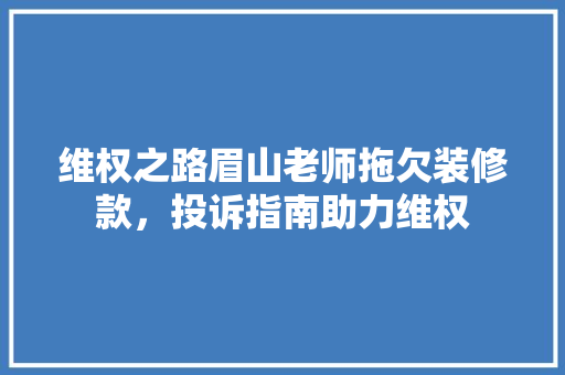 维权之路眉山老师拖欠装修款，投诉指南助力维权 滑动门