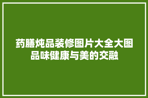 药膳炖品装修图片大全大图品味健康与美的交融