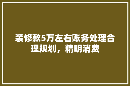 装修款5万左右账务处理合理规划，精明消费