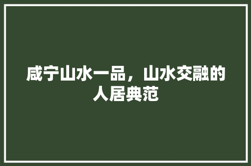 咸宁山水一品，山水交融的人居典范