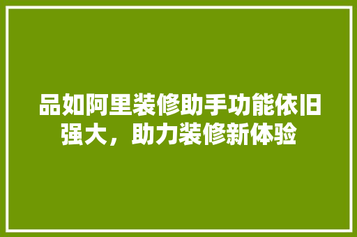 品如阿里装修助手功能依旧强大，助力装修新体验