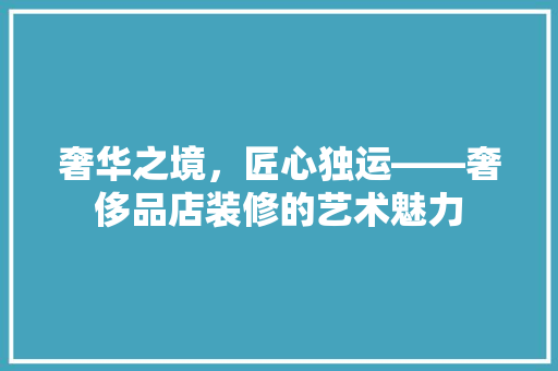 奢华之境，匠心独运——奢侈品店装修的艺术魅力