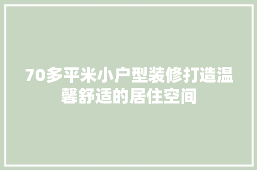70多平米小户型装修打造温馨舒适的居住空间
